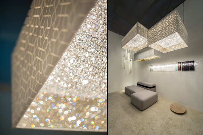 euroluce-2015-deep-sky-manooi-stand-exhibition-voile Orient pattern lampshade at Euroluce 2015 from Manooi.